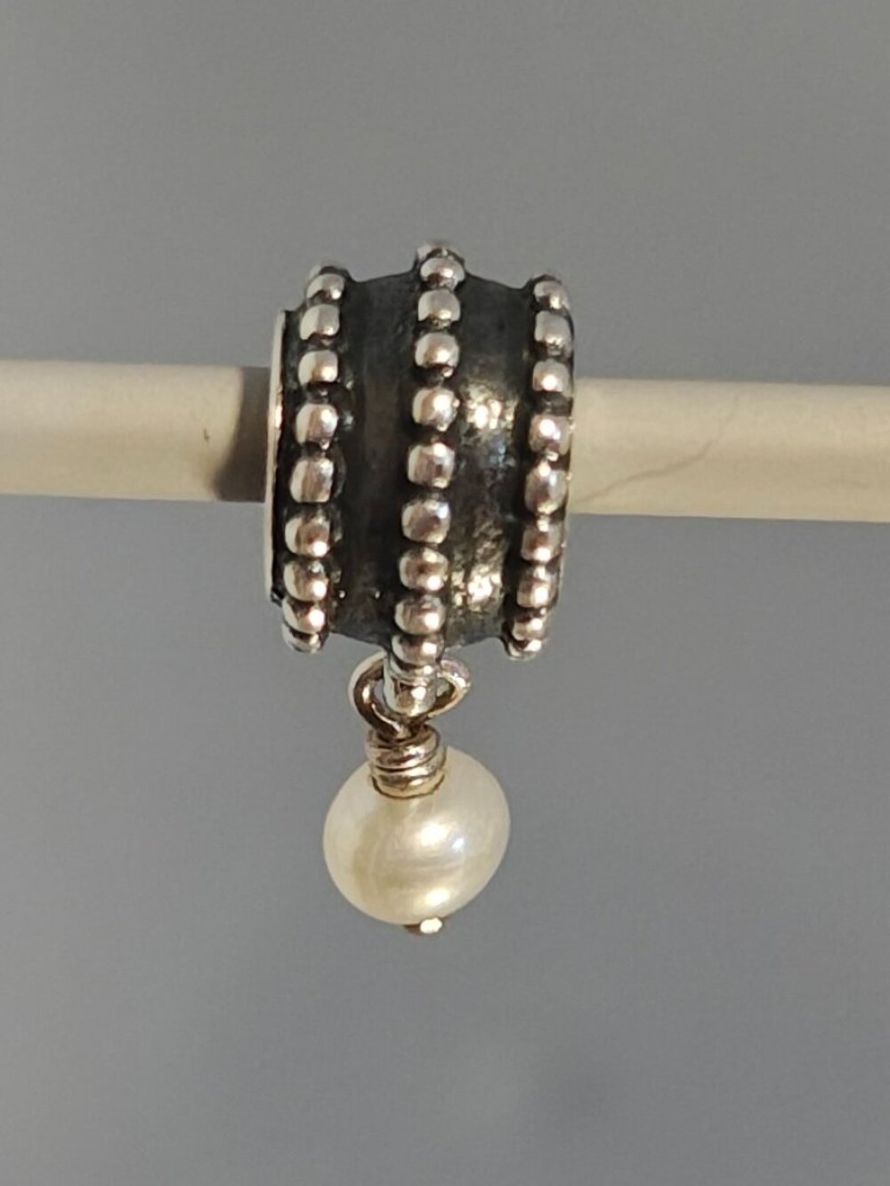 Authentic Pandora Retired Beveled Pearl Dangle Charm – Style 790132P